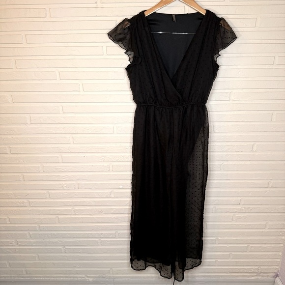 Nevena Rae Black Monochrome Polka Dot Wide Leg Jumpsuit, Women’s Size Large - Picture 1 of 10